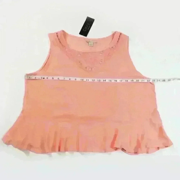 Cutout Sleeveless Top Size Small Embroidered Floral Flowy Boho Peachy Pink NEW - Picture 7 of 8